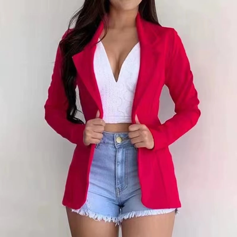 2025 Women's Office Blazer: Loose Fit, Pocket Perfection