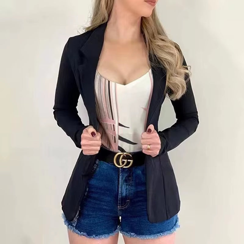 2025 Women's Office Blazer: Loose Fit, Pocket Perfection