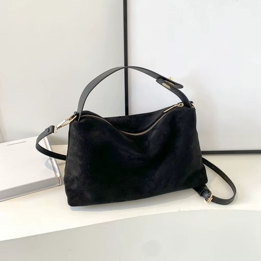 Women's Spacious Suede Leather Shoulder Bag: Your Chic Daily Essential